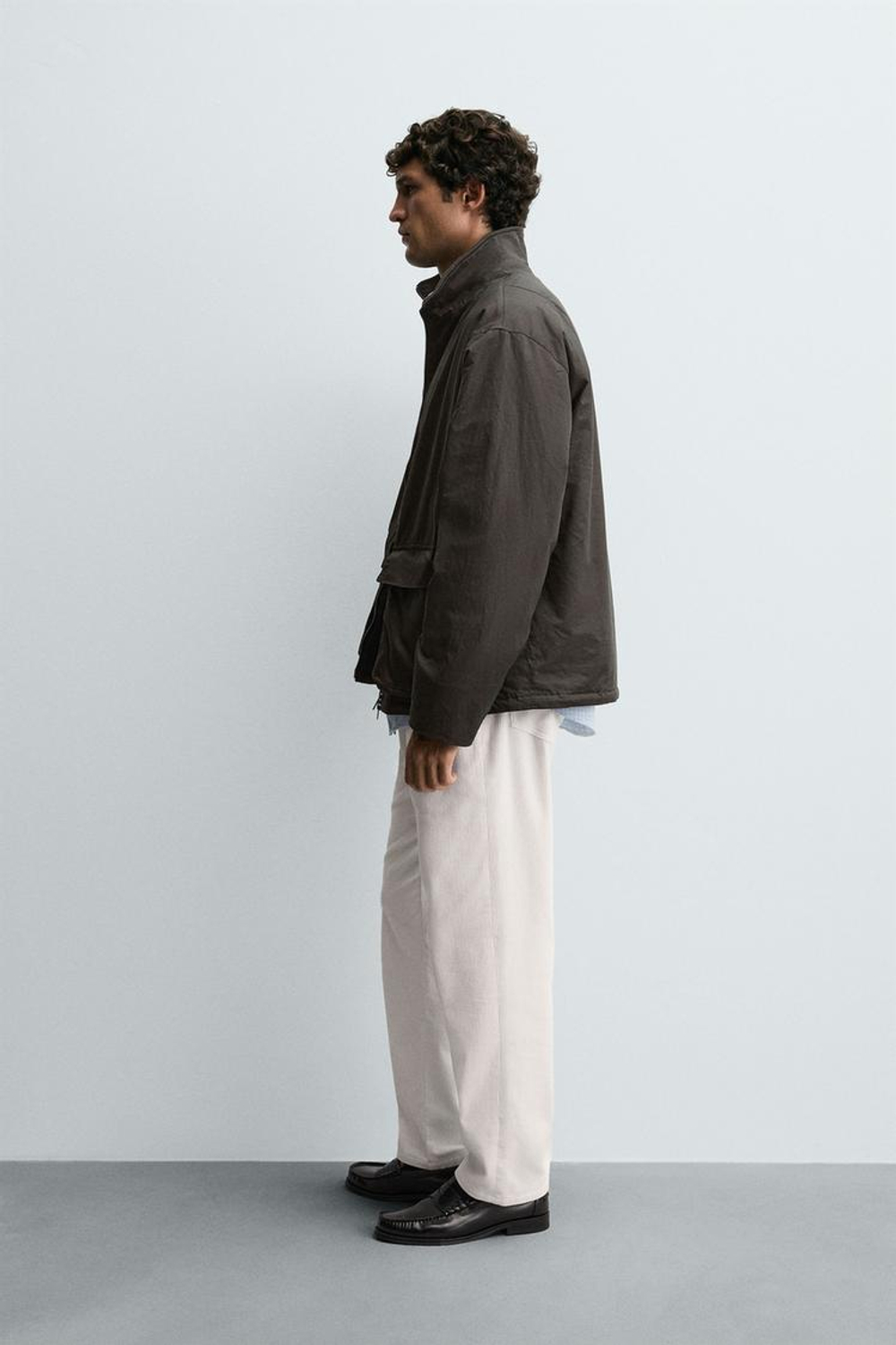 ZARA КУРТКА С ВОЩЕНЫМ ПОКРЫТИЕМ, ХАКИ