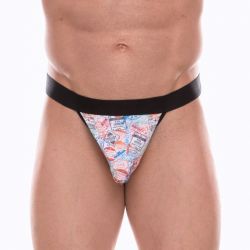 Мужские трусы тонги с разноцветным принтом Don Moris DM072297