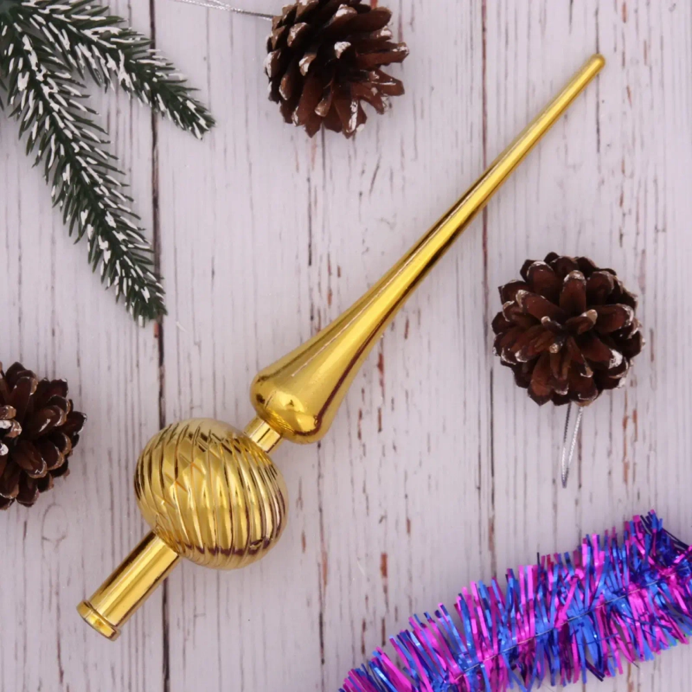 Верхушка на ёлку 25 см «Волна», Золото