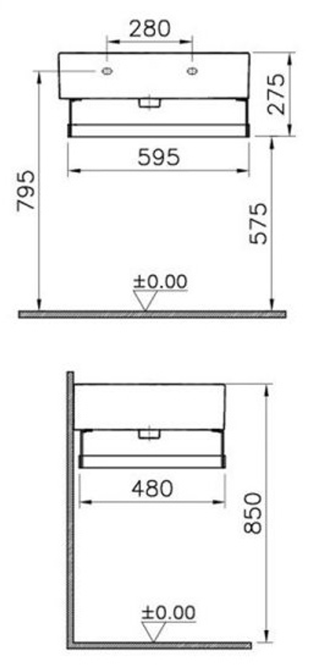 Раковина к стене/Vitra Nuovella/4078B003-0001/60_50/прямоугольная/-, шт