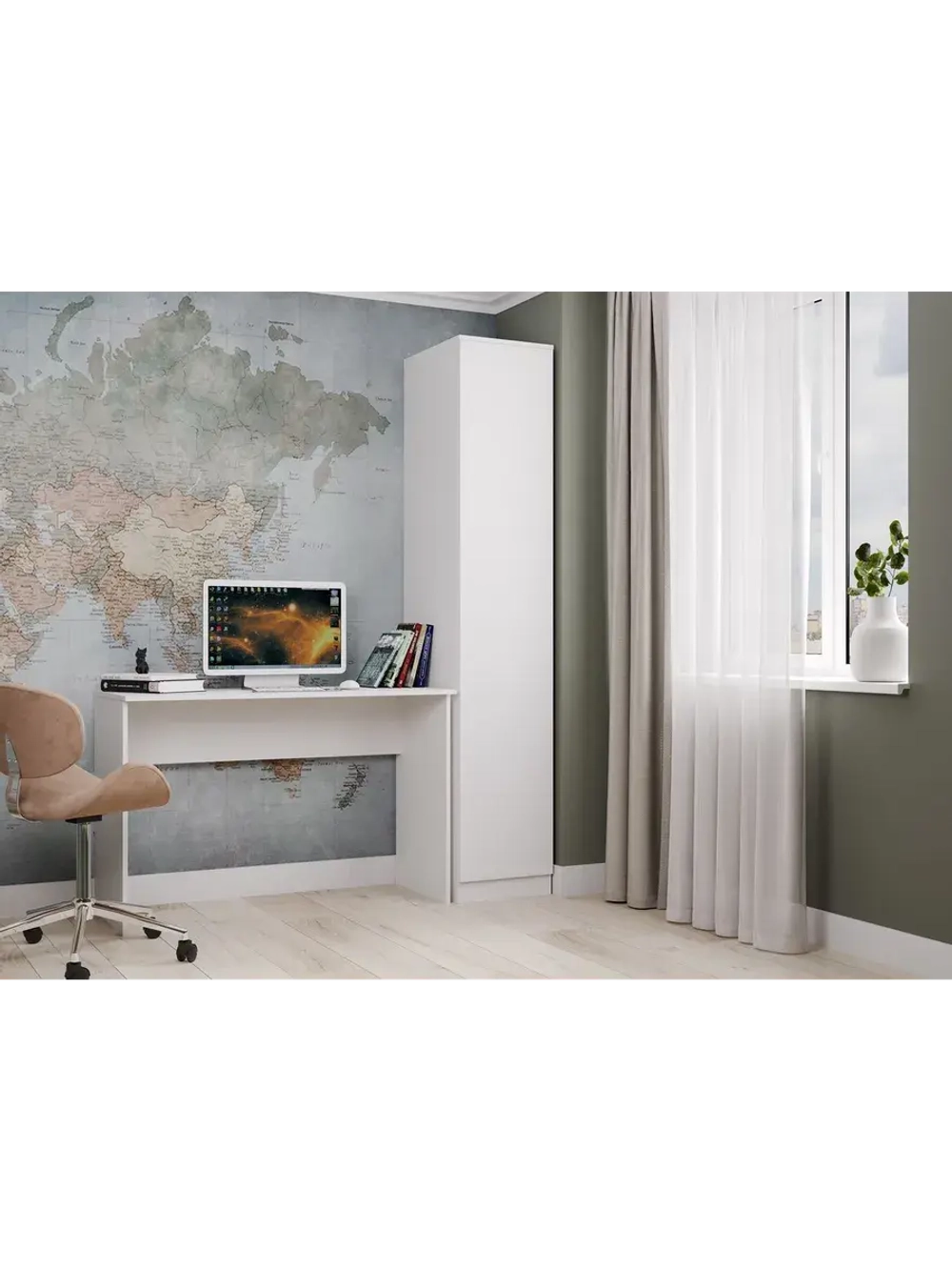 Шкаф для одежды распашной с полками 40х50х210 см Мори