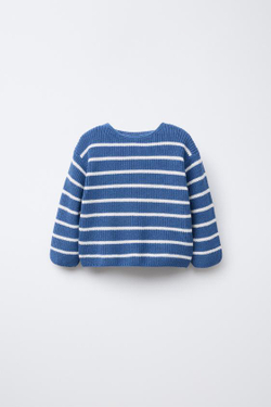 ZARA ТРИКОТАЖНЫЙ ДЖЕМПЕР В ПОЛОСКУ, СИНИЙ