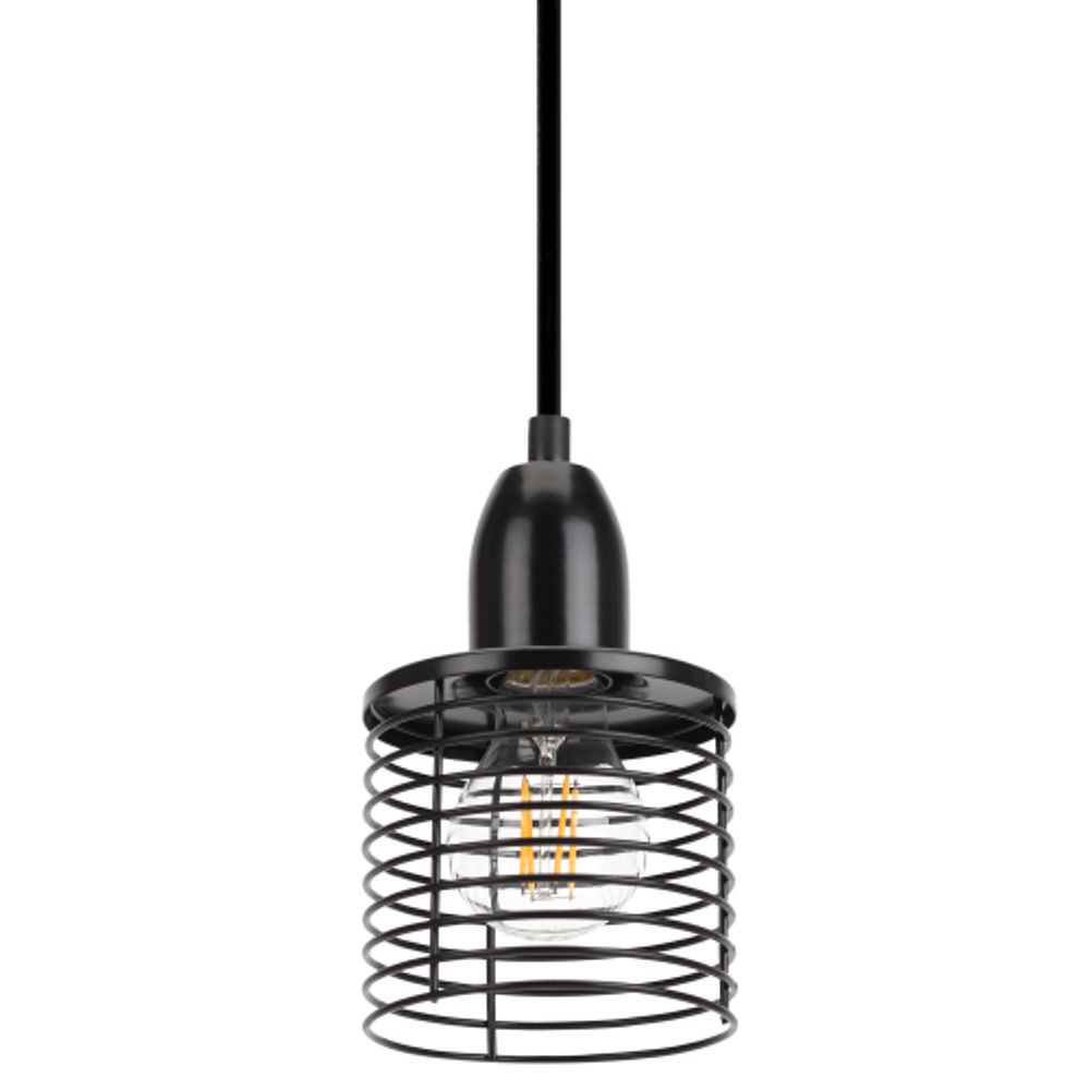 Светильник подвесной ЭРА PL5 BK под лампу E27 высота плафона 170мм подвеса 800мм черный | Подвесы в стиле LOFT