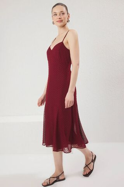 Темно-вишневое шифоновое платье миди А-силуэта Flight Flight TWOSS25EL00558