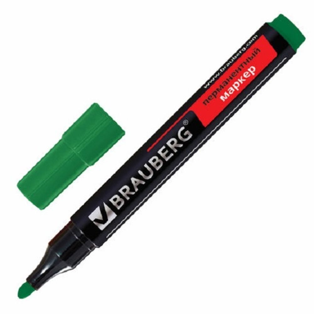 Маркер перманентный 3.0мм, Brauberg Contract, зелёный