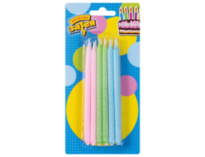 Свечи для торта 13см пастель 12шт