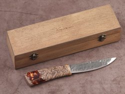 Якутский нож "Амга", сталь Х12МФ, рукоять стабилизированная карельская береза/акрил
