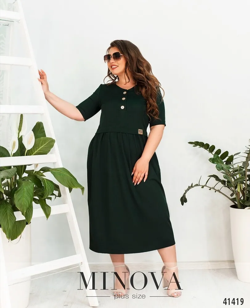 Платье 140-1-темно-зеленый Minova