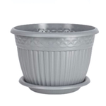 Кашпо "Византия" (3л.) с блюдцем Цв. Серый жемчуг