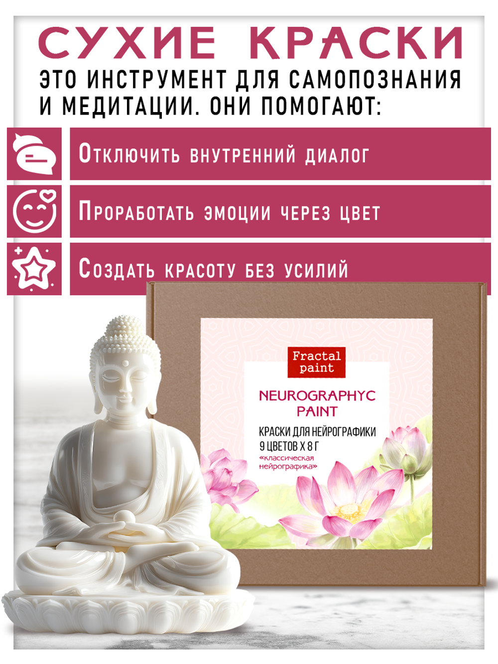 Набор красок для нейрографики и медитации "Классическая нейрографика" 9 цветов + черный линер