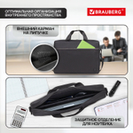 Сумка портфель BRAUBERG PRACTICAL с отделением для ноутбука 15 6" Grey line черная 29х40х7 см