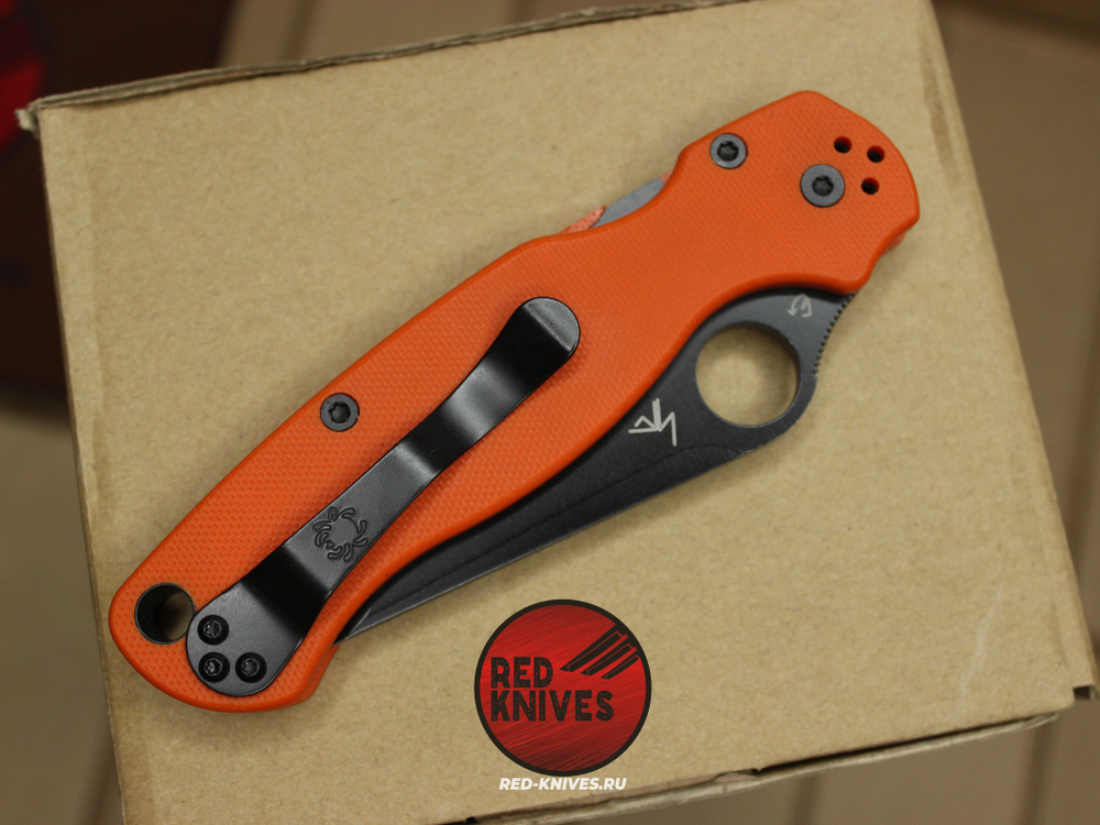 Нож Spyderco Paramilitary 2 Tanto G10 - оранжевая рукоять, черный клинок RK/474