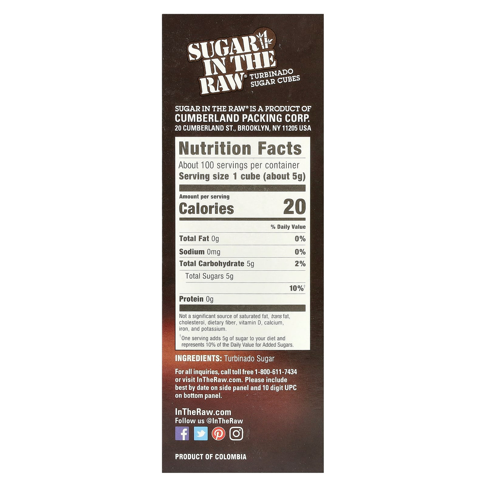 In the Raw, Sugar In The Raw®, сахарные кубики Turbinado, 500 г (17,6 унции)