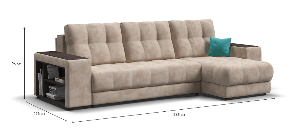 Угловой диван BOSS 3.0 XL велюр Alkantara пепел