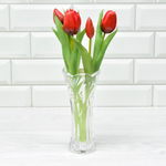 Цветы искусственные Тюльпаны букет 5шт, силикон, цвет красный