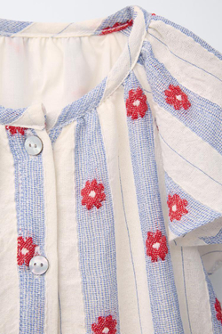 ZARA ЖАККАРДОВОЕ ПЛАТЬЕ С ЦВЕТОЧНЫМ УЗОРОМ, СИНИЙ