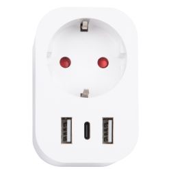 USH-A103 1G-UC-WF WHITE Умная розетка Wi-Fi. 2USB+Type-C 5В. 2.4A. 16A. До 3680Вт. Голосовое управление+приложение UnielSmart. TM Uniel