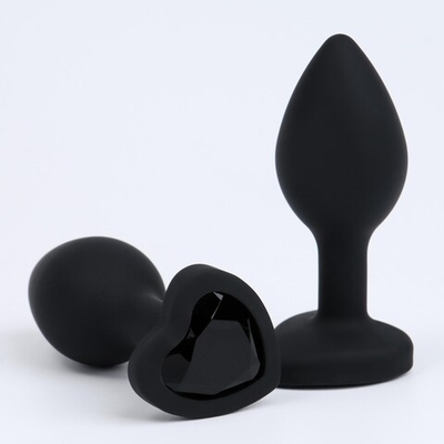 Черная анальная пробка Сердечко - 7,3 см. (Цвет: черный)