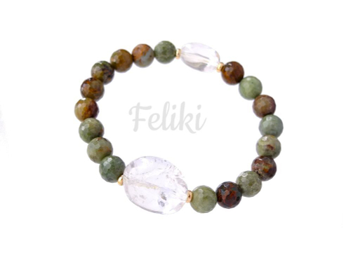 браслет горный хрусталь с яшмой