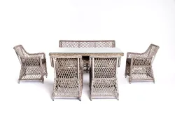 "Катания" обеденная группа плетеная на 6 персон, цвет бежевый
