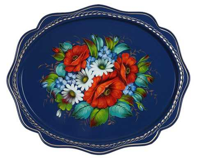 Жостовский поднос декоративный, размер 38х30 см (A15), металлический