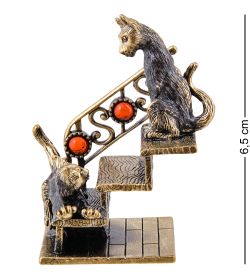 Народные промыслы AM-3673 Фигурка «Коты на лестнице» (латунь, янтарь)