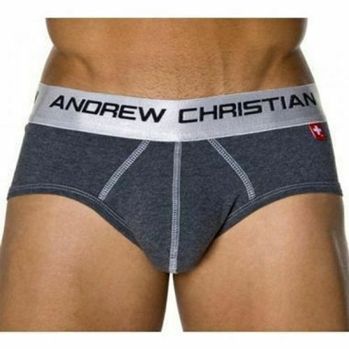 Мужские трусы брифы серые с пуш-ап Andrew Christian Grey Shock Jock Brief