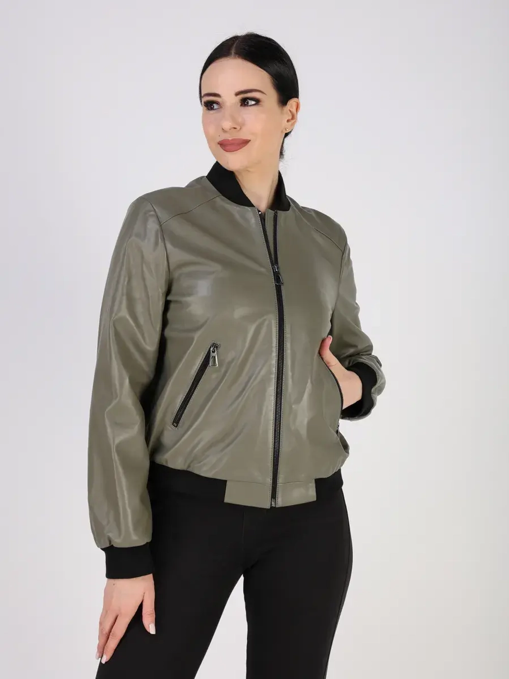 Кожаная куртка демисезонная Турция бомбер