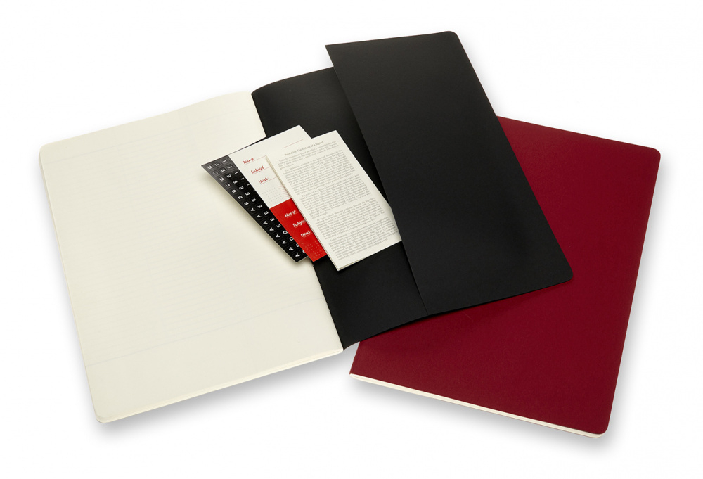 Блокнот (2 шт.) Moleskine Cahier Subject (CH5STNB02) 21х29.7см, 160стр. в линейку, черный/бордовый