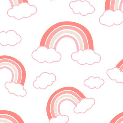 Розовая радуга с облаками
