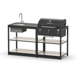 Мангальный комплекс Lounge M-101SB, 1.7 м, дуб сонома/черный мрамор