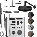 Смеситель для раковины Gessi Anello, настенный, короткий излив, встраиваемый, цвет Black Metal Brushed PVD