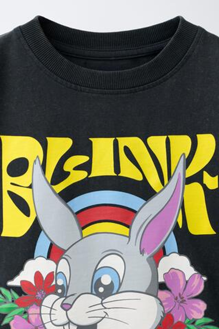 ZARA ФУТБОЛКА С ПРИНТОМ BLINK-182 ©, АНТРАЦИТОВО-СЕРЫЙ