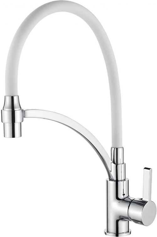 СМЕСИТЕЛЬ ДЛЯ КУХНИ С ГИБКИМ СИЛИКОНОВЫМ ИЗЛИВОМ CASELA 54499-3, ЛАТУНЬ, БЕЛЫЙ