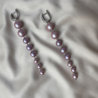 Серьги «Пудровый градиент» — жемчуг майорка