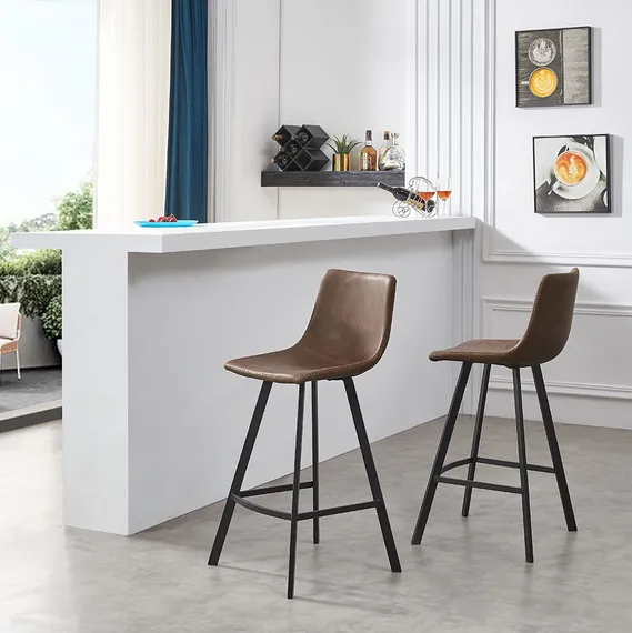 Полубарный стул Netro 66 см, коричневый на черных металлических ножках | Купить в Hallberg.ru