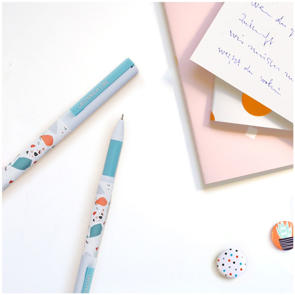 Ручка шариковая Greenwich Line "Terrazzo" синяя, 0,7мм, игольчатый стержень, грип, софт-тач