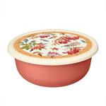 Миска 2,1л с крышкой с декором (оранжевый)