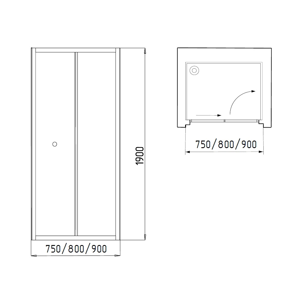 Душевая дверь в нишу ASTRA NEW, 90x190, профиль хром, стекло прозрачное, ST-ASTR09-NTRCR-NEW