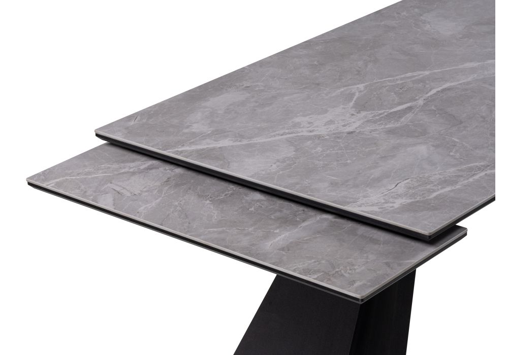 Керамический стол Ливи 140х80х78 серый мрамор / черный