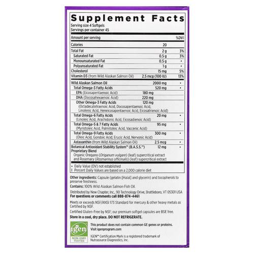 New Chapter, рыбий жир Wholemega™, Tiny Caps™, 180 капсул без ГЭКРС