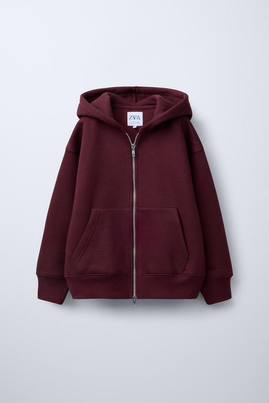 ZARA ХУДИ С МОЛНИЕЙ, ЦВЕТ БУРГУНДСКОГО ВИНА