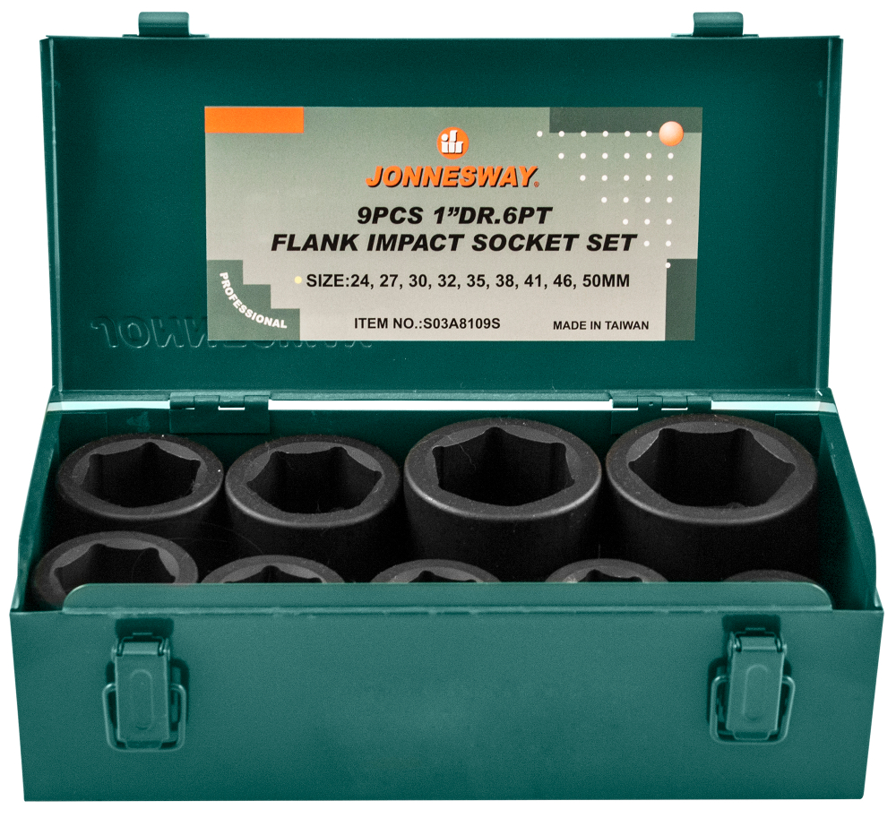 S03A8109S Набор головок торцевых ударных 1"DR, 24-50 мм, 9 предметов