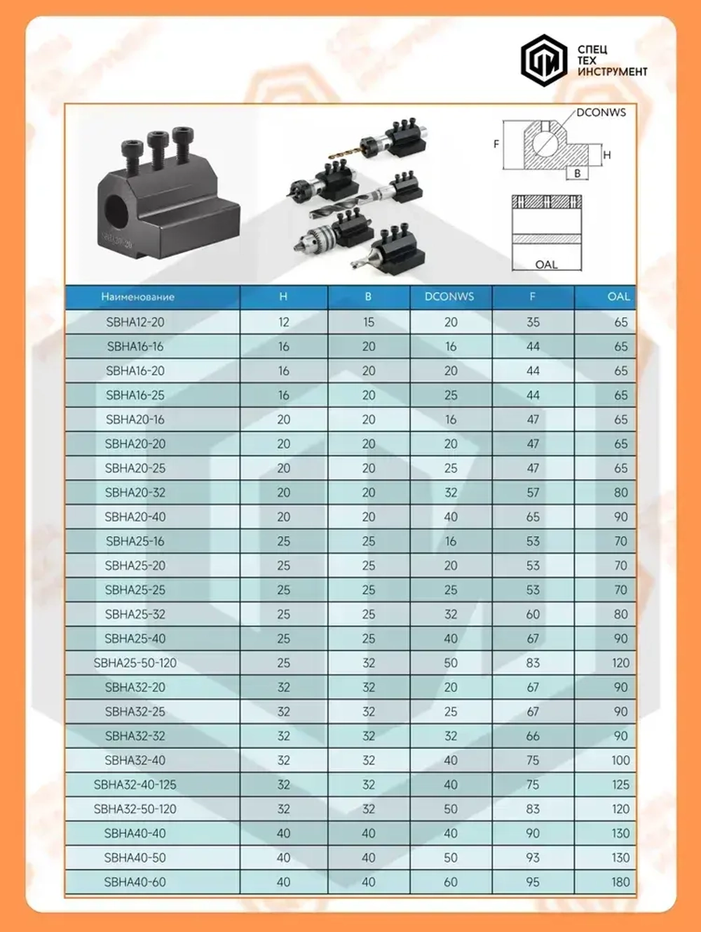 Держатель осевого инструмента SBHA20-16 STI