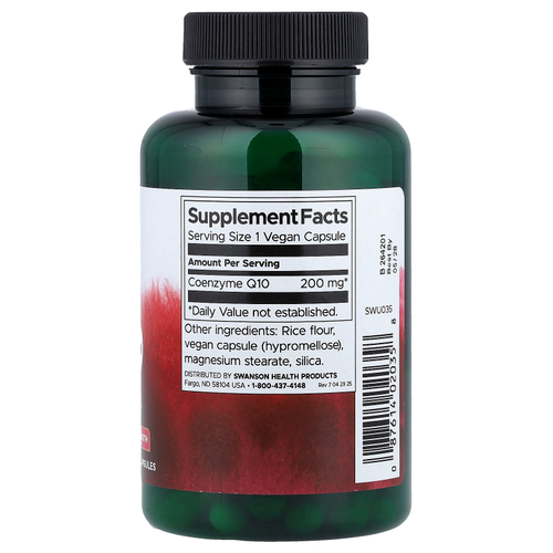 Swanson, коэнзимQ10, 200 мг, 90 веганских капсул