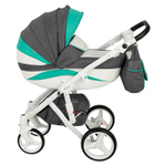 Детская коляска Adamex Barletta New 2 в 1 B-20 (серый+белый+мятный)