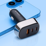 Автомобильное зарядное устройство USB-A + 2xUSB-C, 100Вт, 3А, PD, QC, черный