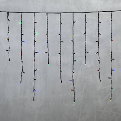 Светодиодная бахрома с колпачком 3,2*0,9 м., 168 разноцветных LED ламп, каучуковый черный провод, LTC (LL168-1-2M)