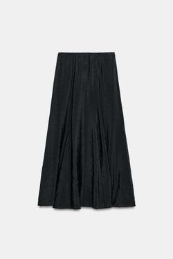 ZARA ЮБКА МИДИ СВОБОДНОГО КРОЯ, ЧЕРНЫЙ