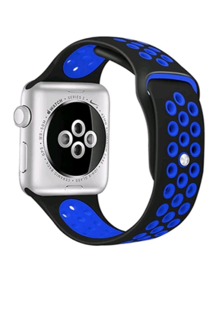 Браслет-ремешок для Apple Watch SPORT (42-44mm) синий+черный